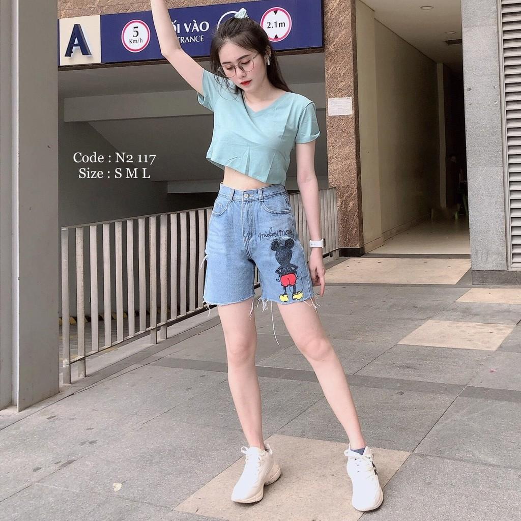 Quần short jean nữ lưng cao King168 , quần short nữ cao cấp THU86