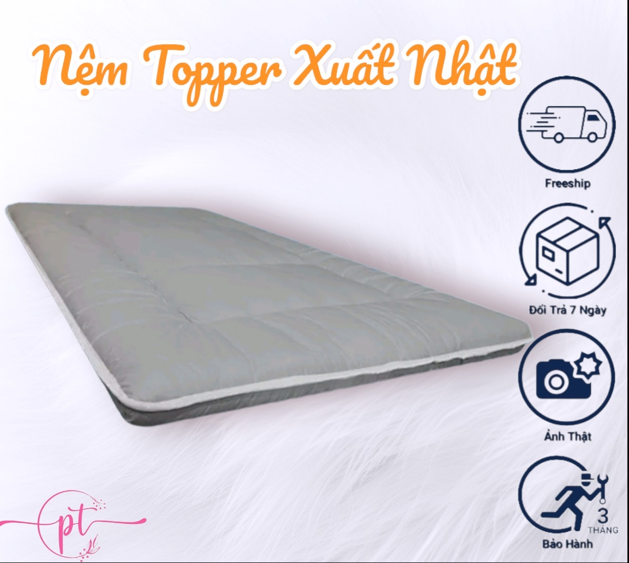 Topper- Tấm Làm Mềm Nệm Tiêu Chuẩn 5 Sao - Xám Đậm