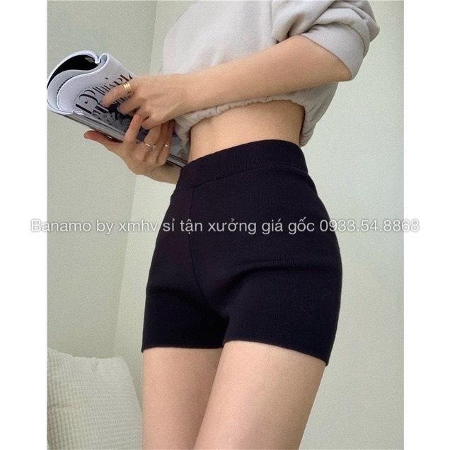 Quần legging đùi dáng ngắn cạp cao chất thun cotton siêu co giãn thời trang 7113