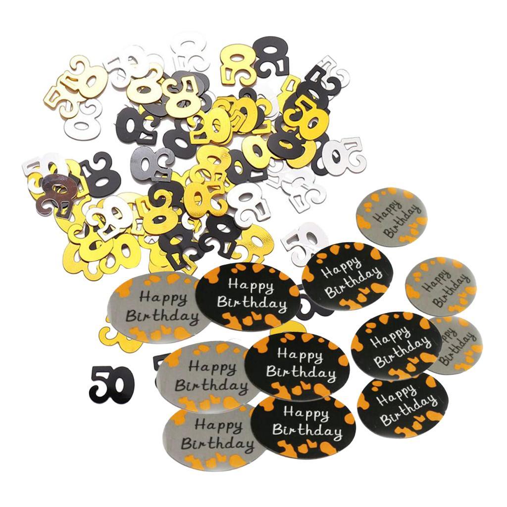 Digital 50 Party Confetti Sprinkles 50th Birthday Rose Gold, Black Gold