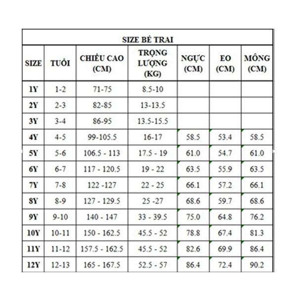 Sơ mi trắng cho bé 28-68kg