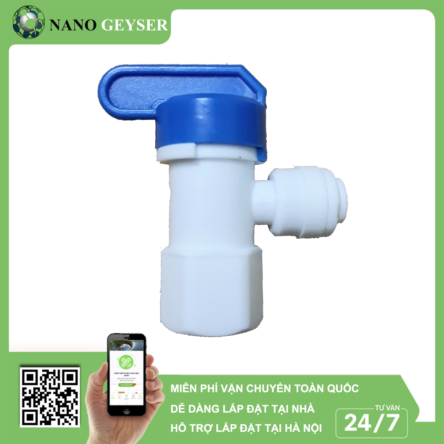 Van bình áp máy lọc nước Nano Geyser, Đầu nối nhanh - Hàng Chính Hãng