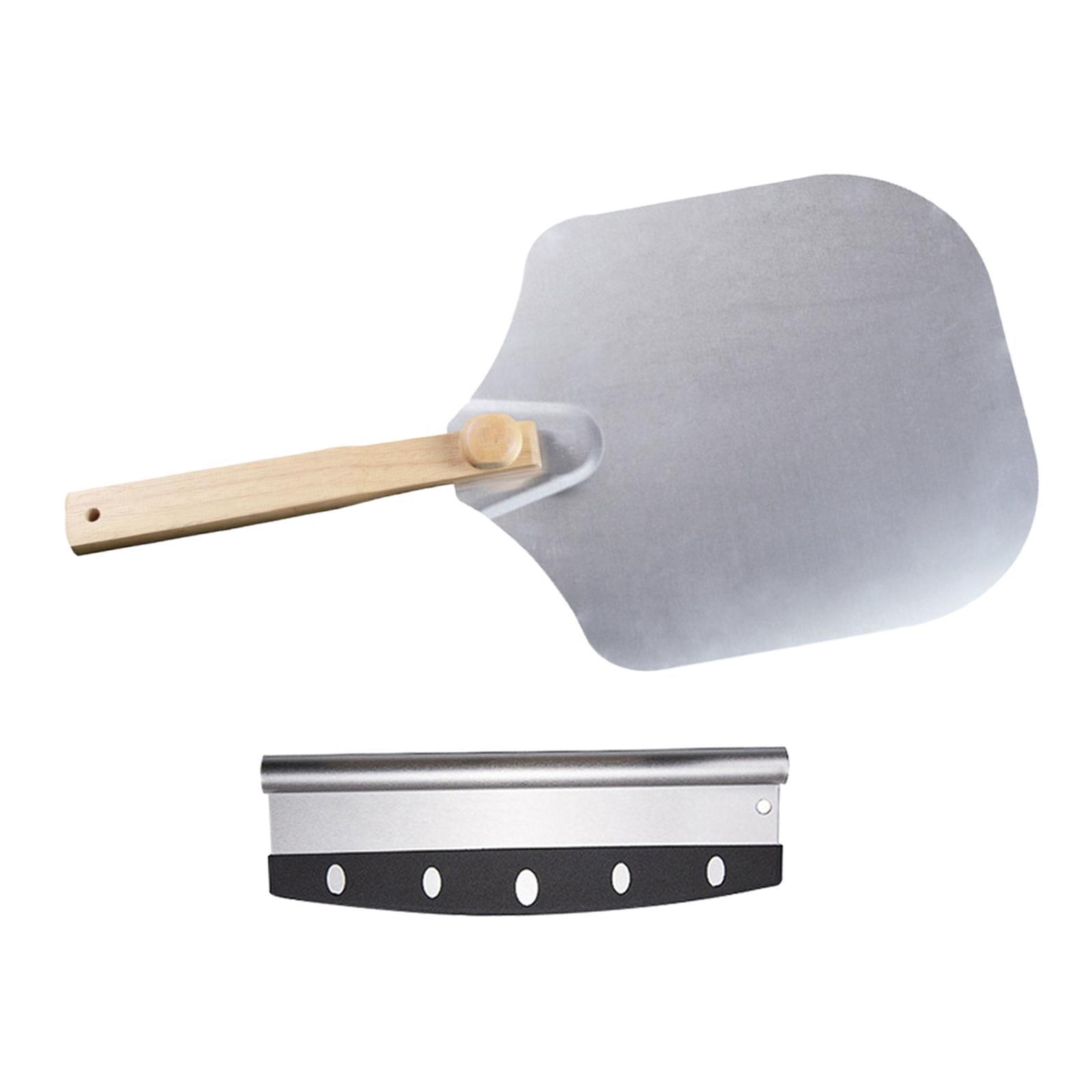 Pizza Peel Pizza Paddle with Cutter, 12 inch Width Wooden Handle Pizza Spade, Pizza Oven Accessory for Bread, Burgers, Cakes, Restaurant Condo
