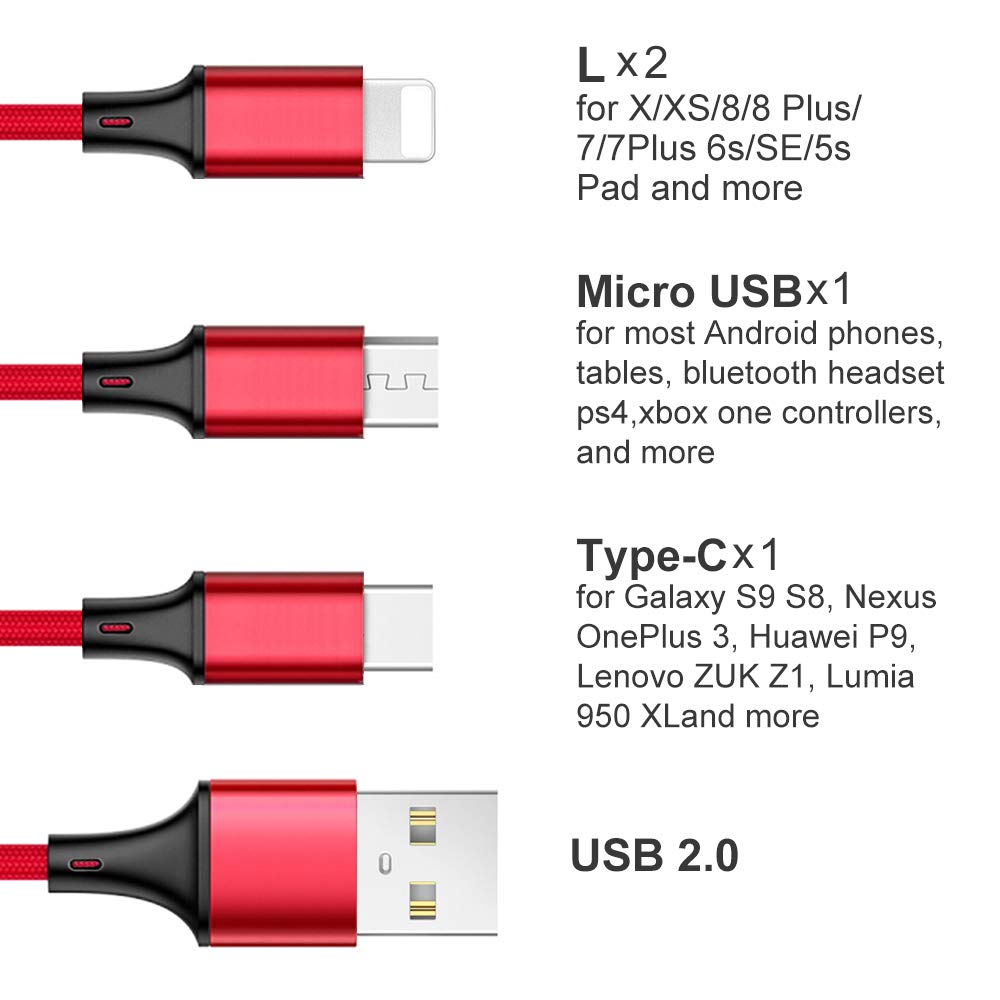 Cáp Sạc Đa Năng 3 Đầu : Lightning - Type C - Micro USB. Sạc Tốc Độ Cao (Có Thể Truyền Dữ Liệu)
