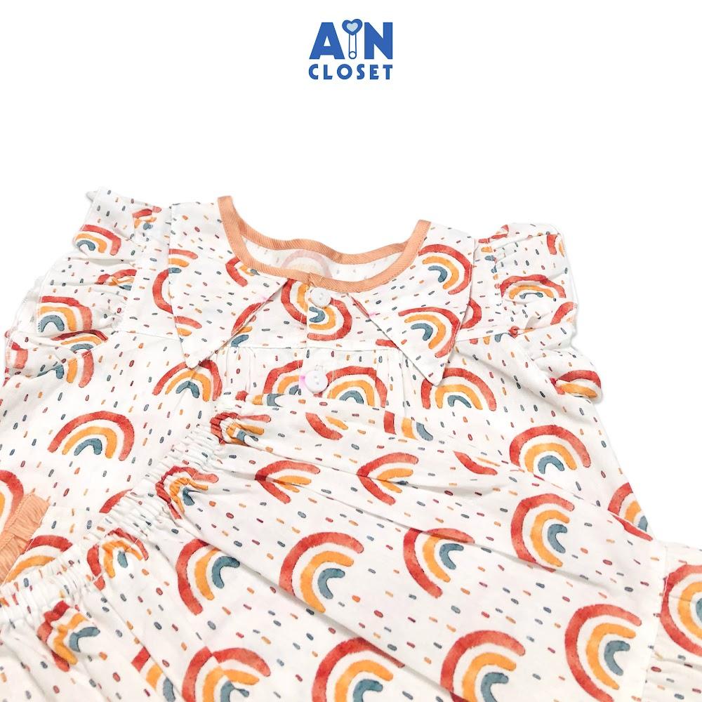 Bộ quần áo ngắn bé gái họa tiết Cầu vồng viền cam cotton - AICDBGQBYS94 - AIN Closet