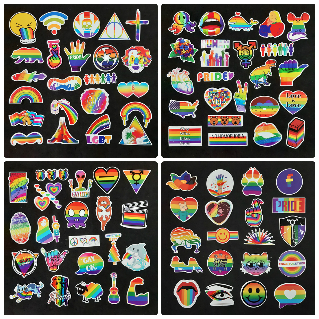 Bộ Sticker dán cao cấp chủ đề CẦU VỒNG LGBT - Dùng dán Xe, dán mũ bảo hiểm, dán Laptop, dán đàn