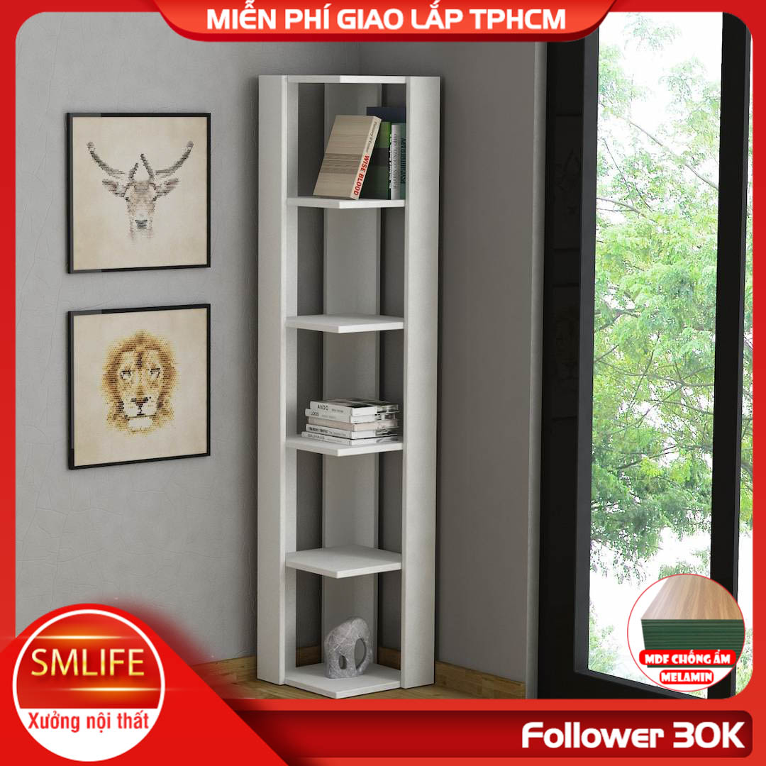 Kệ sách gỗ hiện đại SMLIFE Bruce  | Gỗ MDF dày 17mm chống ẩm | D34xR34xC160cm - Màu