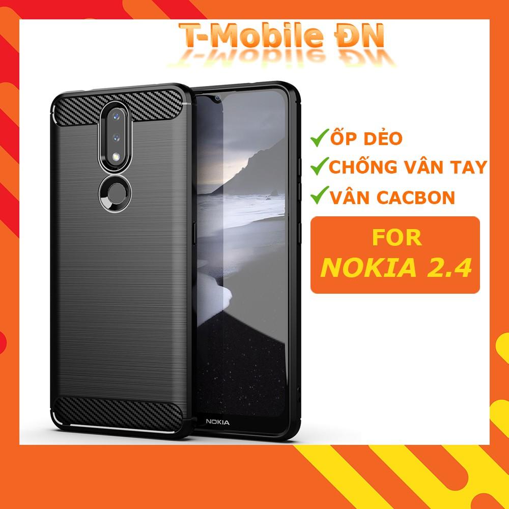 Ốp lưng cho Nokia 2.4 dẻo Cacbon phay xước chống sốc chống vân tay