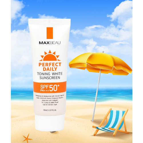 Kem Chống Nắng Dưỡng Trắng Da, Nâng Tone, Không Bết Dính MAXBEAU Toning White Sunscreen SPF 50 PA+++ Hàn Quốc 70ml