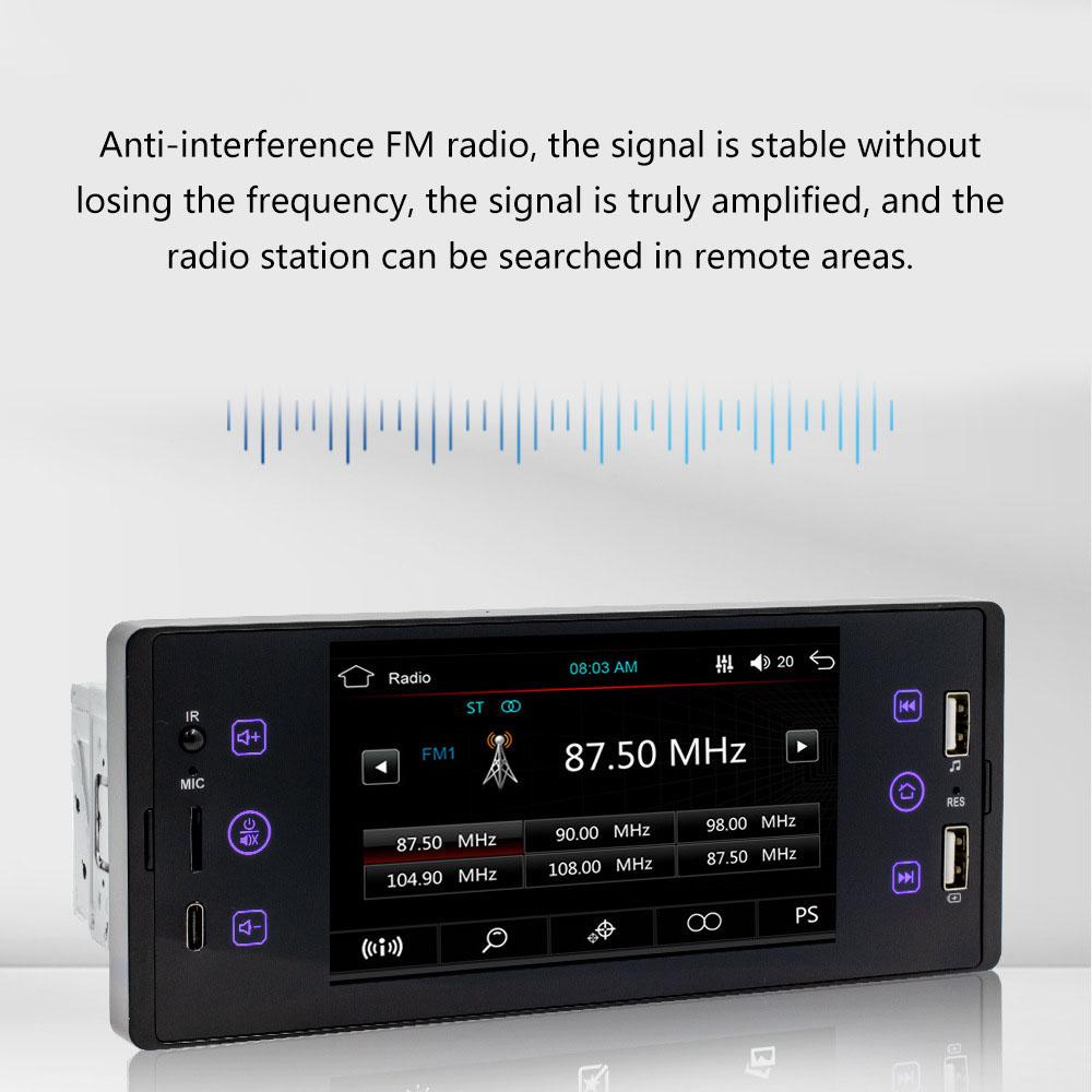 5 Inch Single Din Car Stereo BT MP5 Player FM Radio Receiver Support USB/AUX/TF Connection Steering Wheel Control