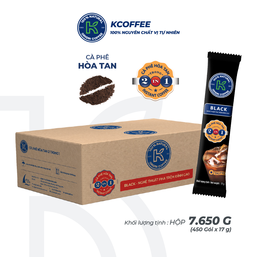 Cà phê hòa tan K Coffee 2 in 1 K-Black cà phê đậm vị 7650g