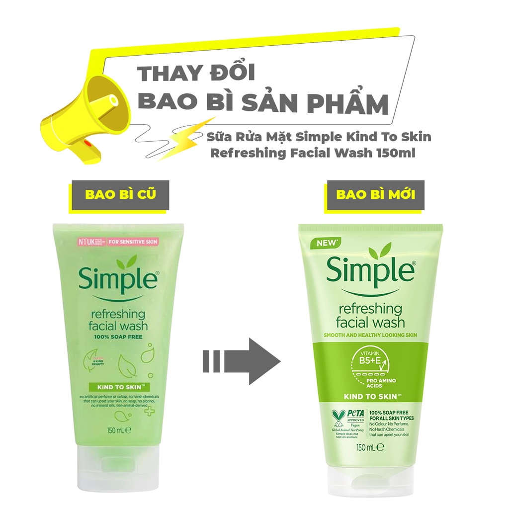 Gel Rửa Mặt Simple Refreshing Facial Wash Gel Dành Cho Da Nhạy Cảm 150ml