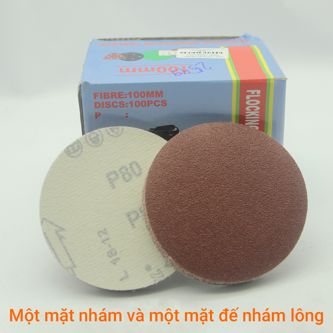 Hộp 100 giấy nhám tròn 100mm độ nhám chuẩn P80