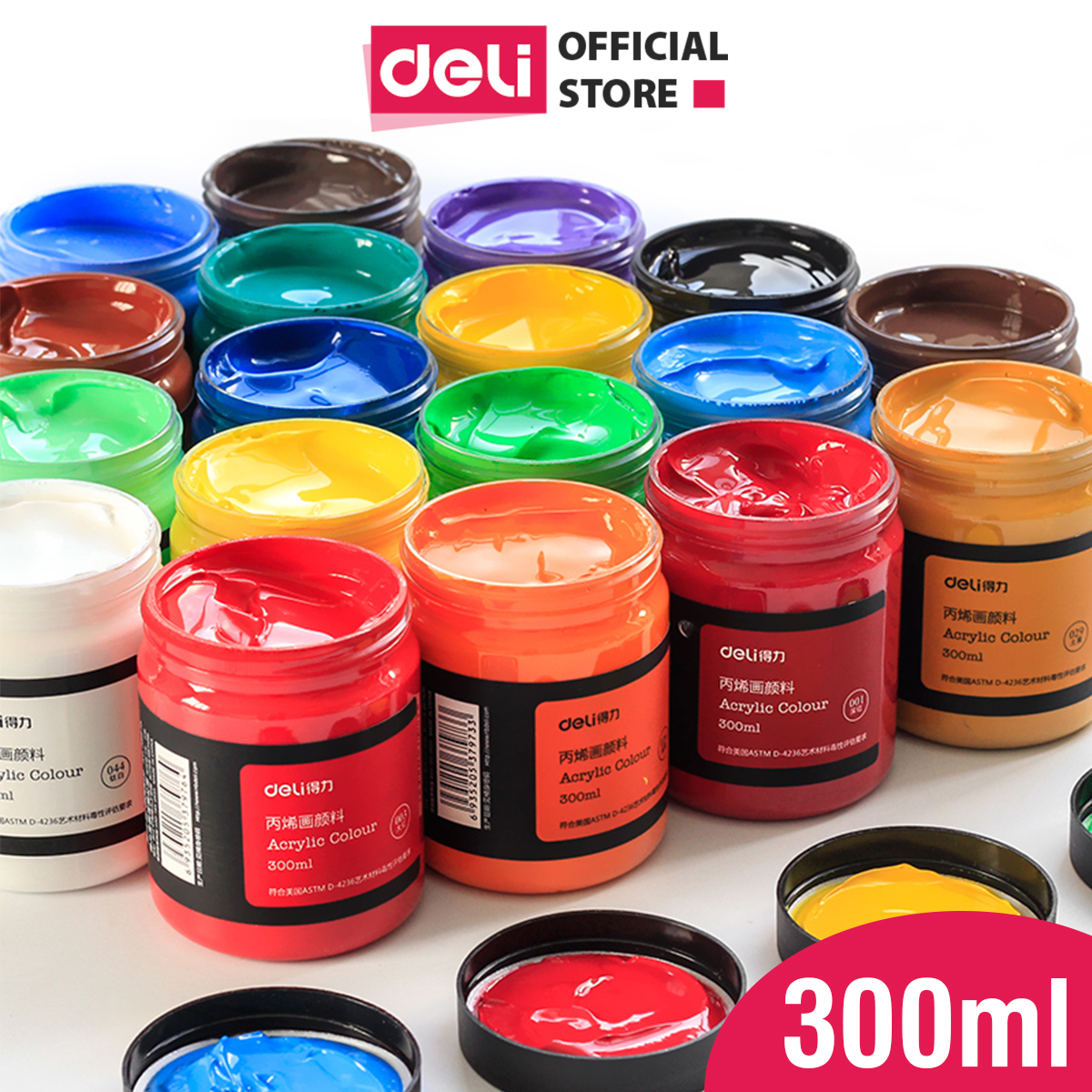 Màu Acrylic 300Ml Cao Cấp Dạng Hũ Deli - Tô Đất Sét, Đất Nặn Tự Khô, Vẽ Vải, Giày, Đa Chất Liệu, Tươi Sáng, Nhanh Khô - Nhiều Màu Sắc - 73875 - Nâu Thô - 085