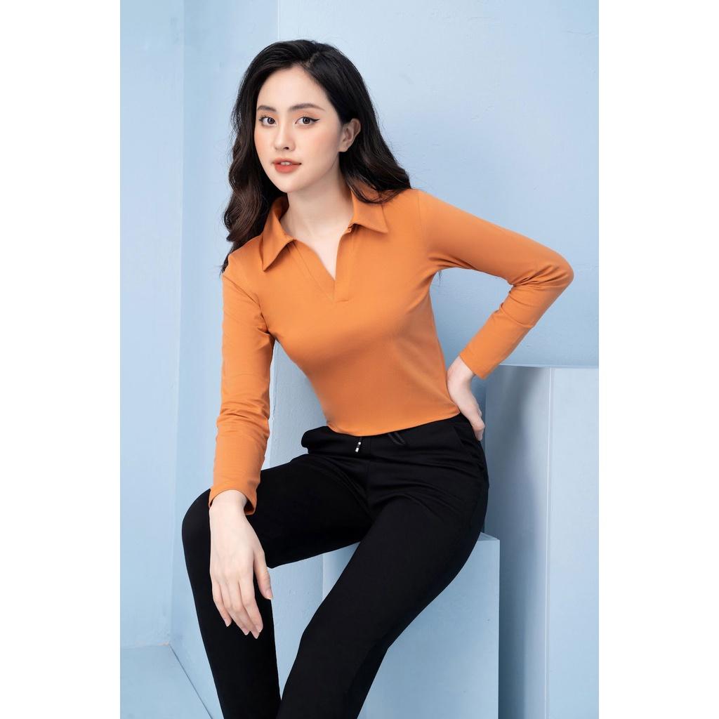 Áo croptop dài tay cổ trụ vải cotton siêu mềm mịn, dày đẹp, co giãn 4 chiều