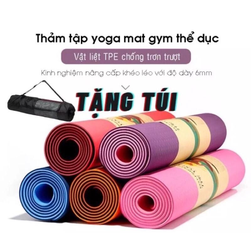 Thảm Tập Yoga TPE 6mm 2 Lớp + Tặng Kèm Túi