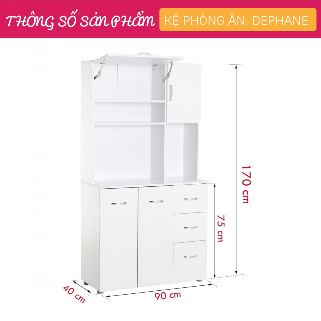 Tủ phòng ăn gỗ hiện đại SMLIFE Daphane | Gỗ MDF dày 17mm chống ẩm | D90xR40xC170cm