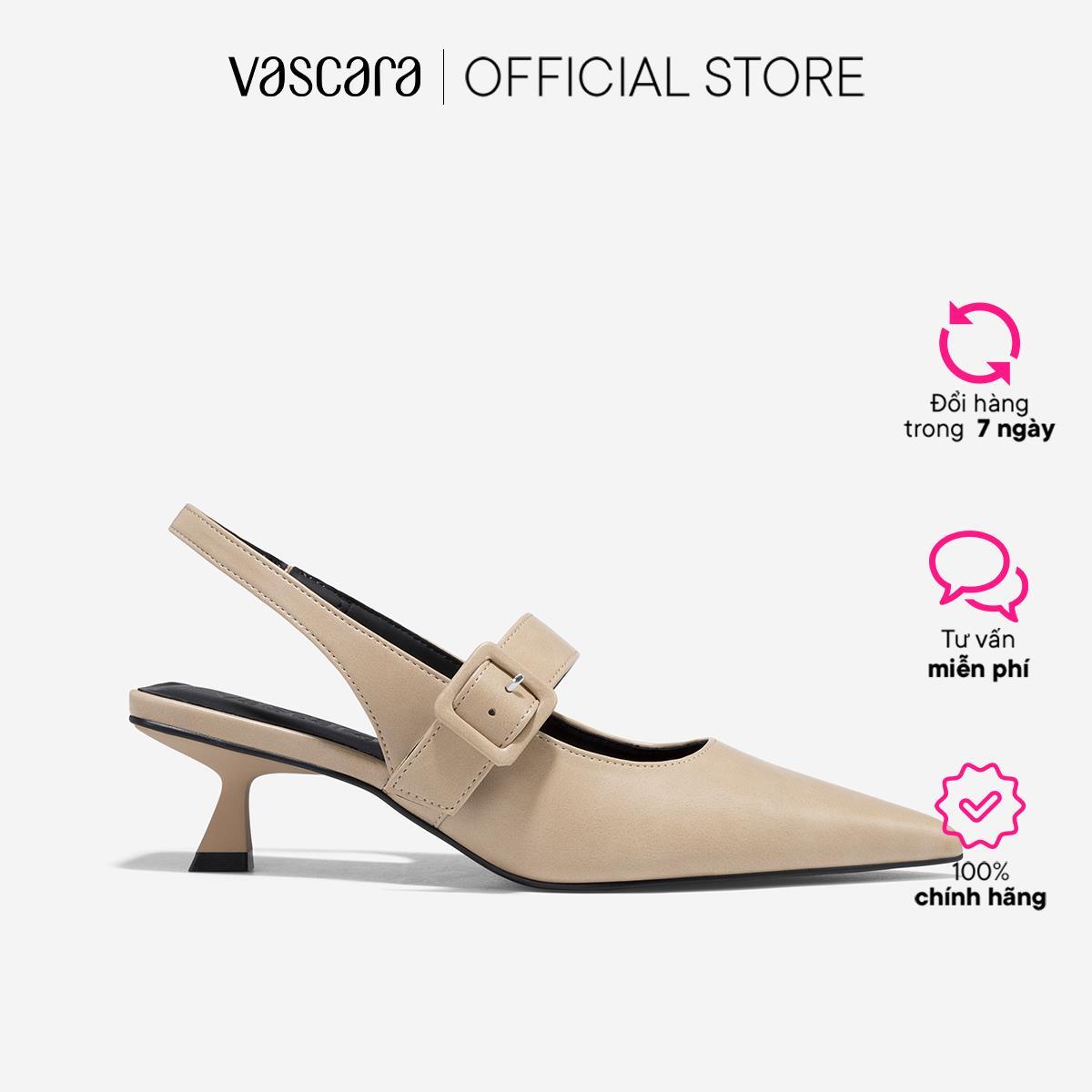 Giày bít mũi nhọn slingback phối quai - BMN 0658