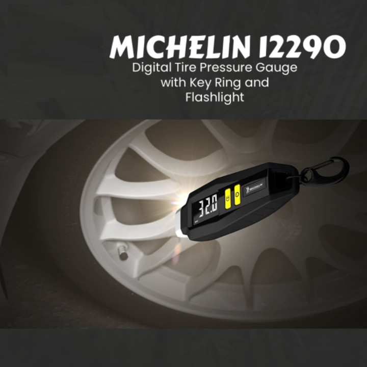 Đồng hồ đo áp suất lốp điện tử Michelin 12290 - Màn hình LCD 1 inch - Bốn phạm vi đo: Psi, Kpa, Bar, Kg/cm2 - HÀNG NHẬP KHẨU