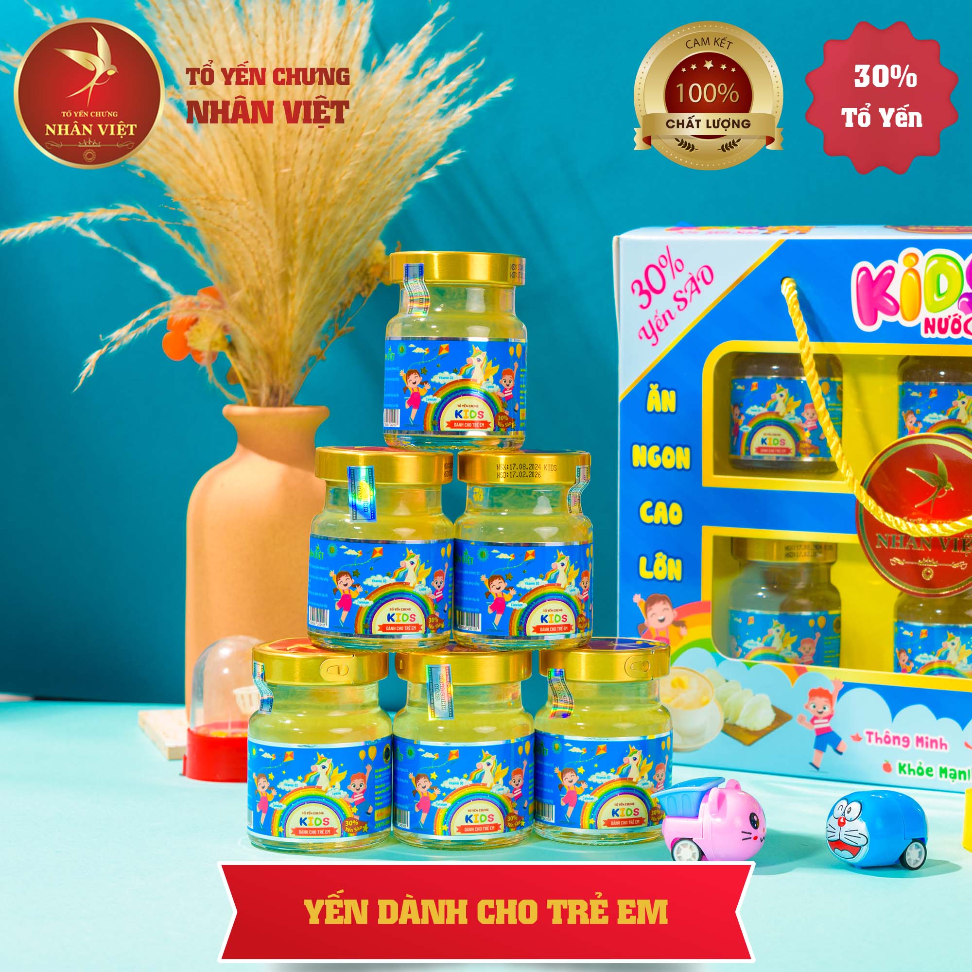 [Hộp 6 Lọ] Nước Yến Sào Cho Bé Nhân Việt Kids 30% Yến Giúp Bé Ăn Ngon, Cao Lớn Hũ 70ml