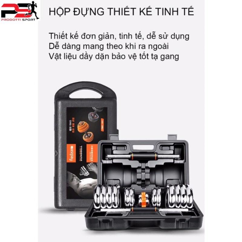 Bộ Tạ tay 30kg FED Gang mạ Niken Điều Chỉnh Đa Năng 4 IN 1 - 8007( Bảo hành 12 tháng