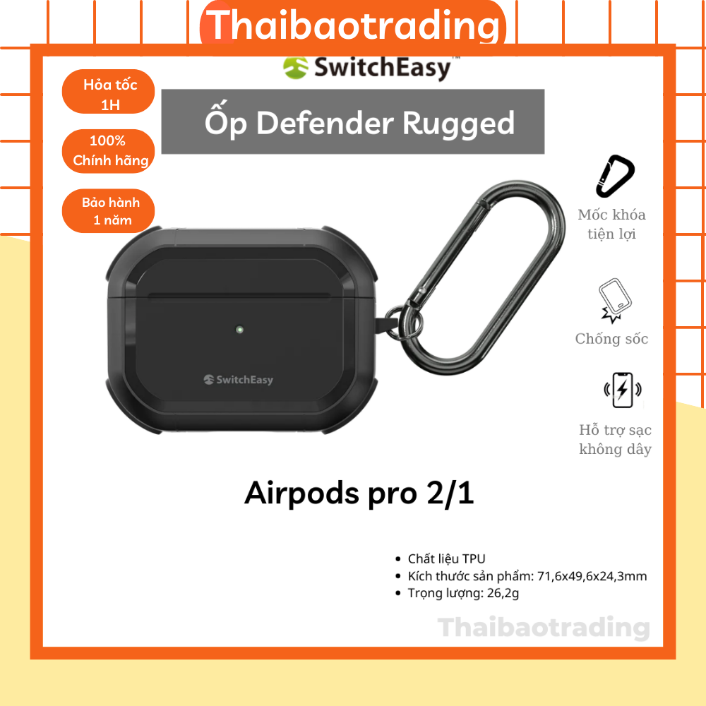 Ốp Switch easy defender rugged cho airpods pro 2/1 - Hàng chính hãng