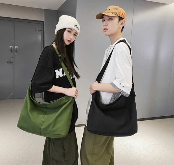Túi đeo chéo tay nải canvas unisex cỡ lớn đựng nhiều đồ phong cách đường phố