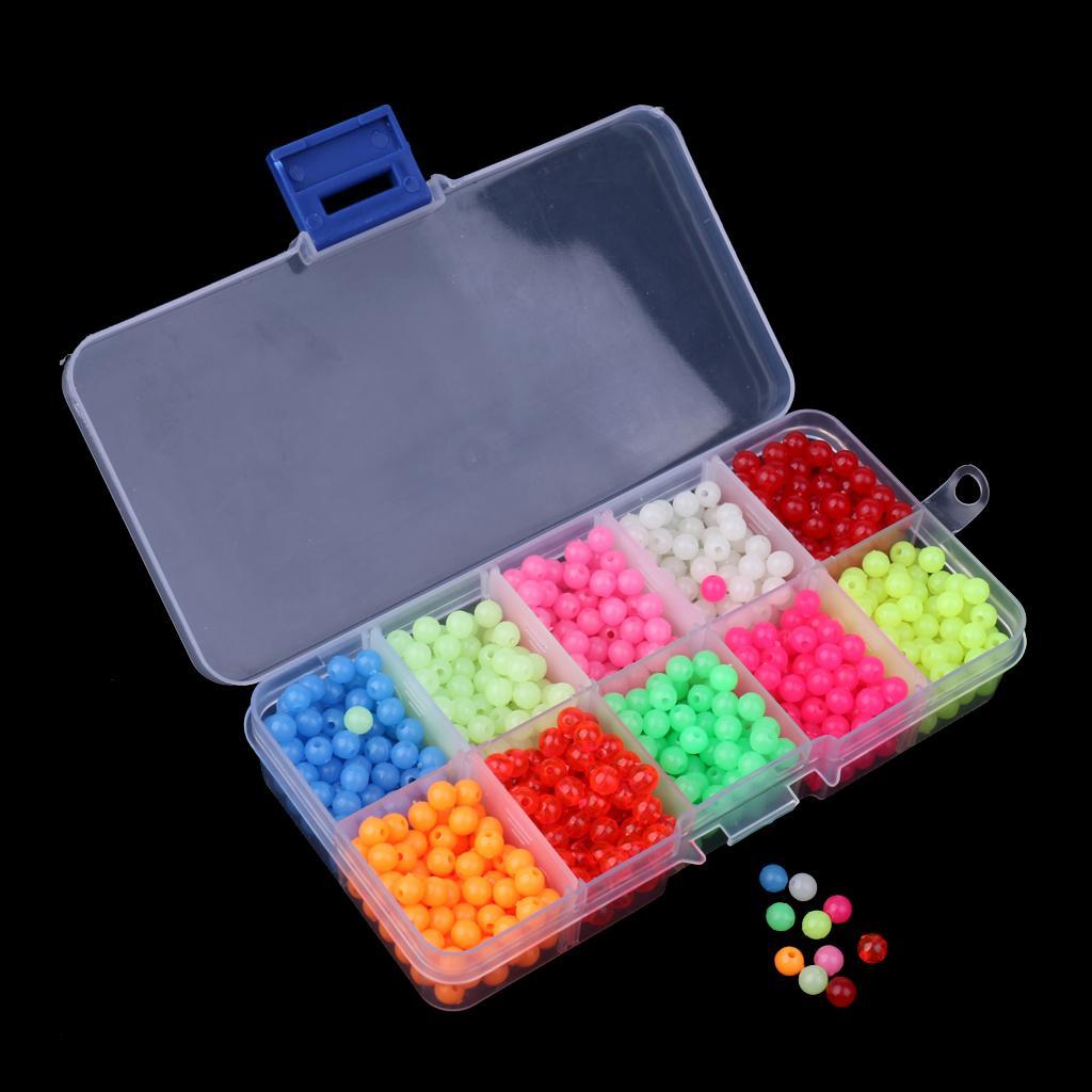 1 Box of Plastic Luminous Round Beads Fishing Lures Fishing Bead Fishing Beads Kit Fishing Tackle Tools Eggs Hard Fishing Beads