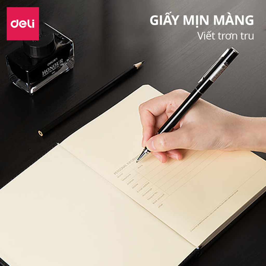 Sổ Da Sổ Tay Ghi Chép Kẻ Ngang 25K/ A5 Cao Cấp, Sang Trọng Deli - 192 Trang, Chống Lóa 70gsm - Làm Quà Tặng Văn Phòng