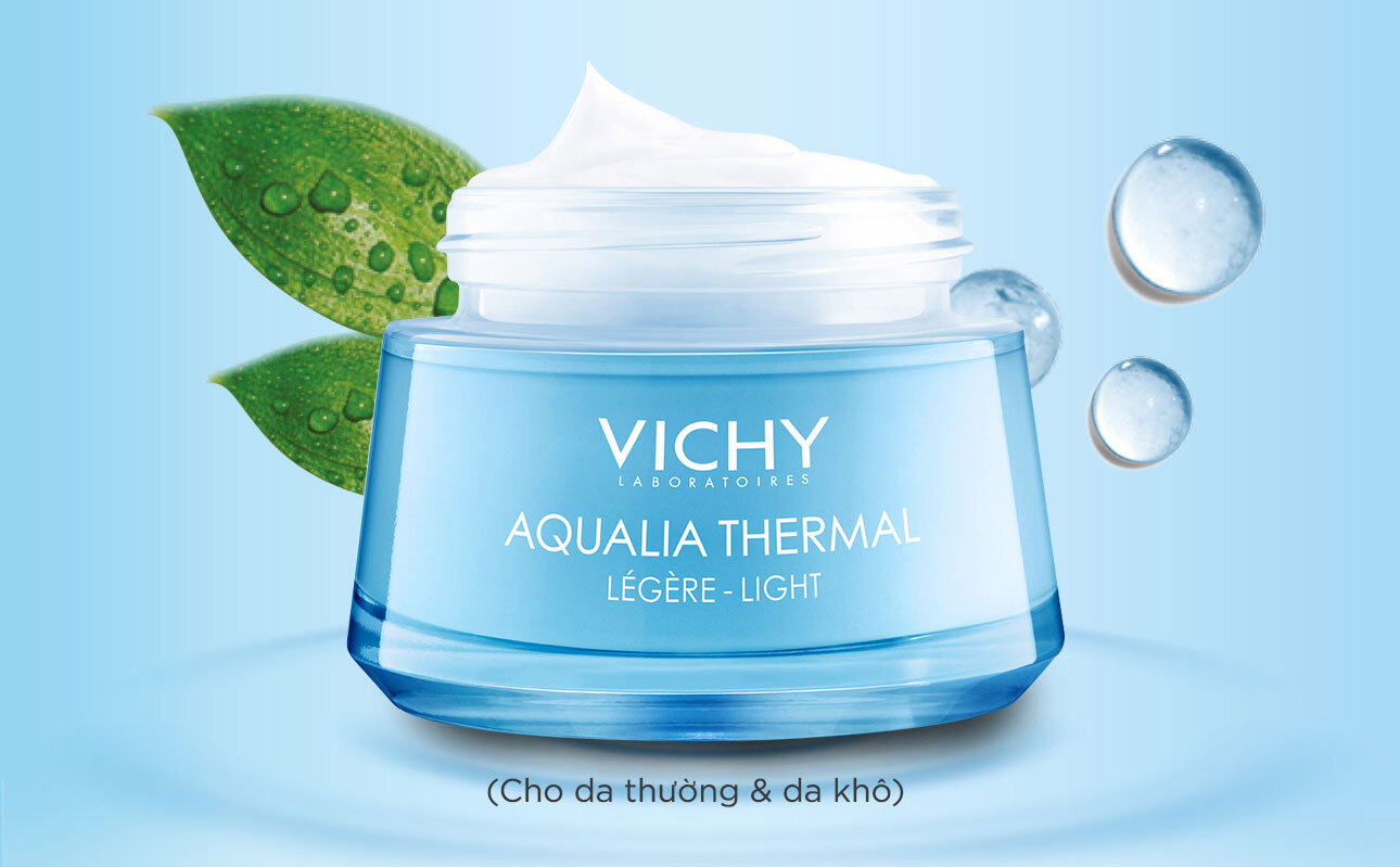 Kem Dưỡng Ẩm Kích Hoạt &amp; Giữ Nước Cho Da Thường &amp; Da Khô Vichy Aqualia Thermal Rehydrating Cream - LIGHT  (50ml) + Quà Tặng