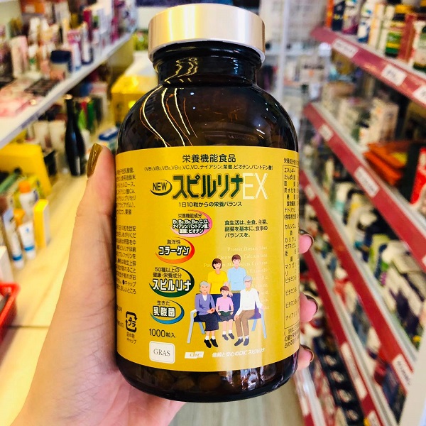 Tảo Vàng Spirulina EX Nhật Bản (Hộp 2 lọ, mỗi lọ 1000 viên)