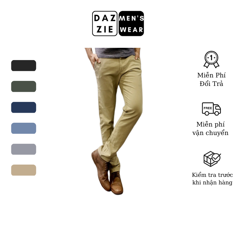 Quần Khaki Nam Dài DazzieMenwears chất Kaki mềm mịn, đa dạng màu dễ phối đồ, phù hợp mặc đi chơi, đi làm