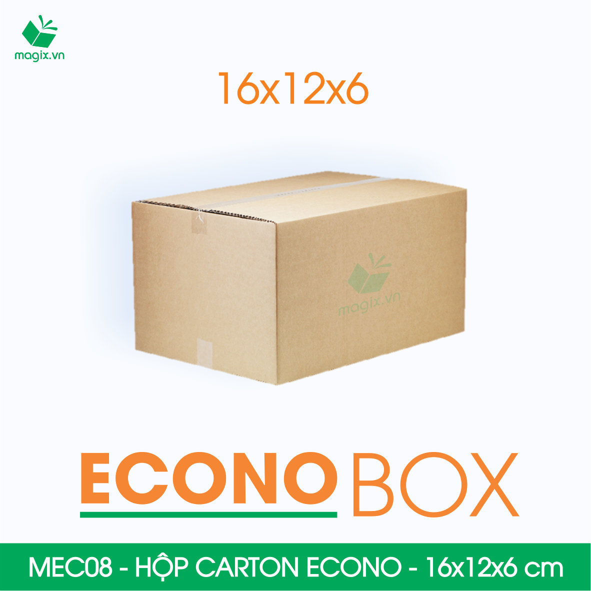 MEC08 - 16x12x6 cm - Combo 100 thùng hộp carton trơn siêu tiết kiệm ECONO