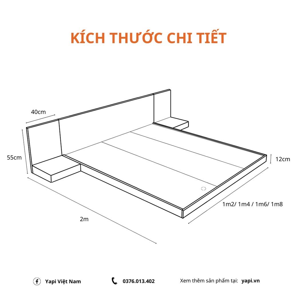 Giường Ngủ Tatami Kèm Tab Đầu Giường Kiểu Nhật Cao 12cm Gỗ MDF Nhập Khẩu Tự Lắp Tại Nhà Dễ Dàng GHC-9208