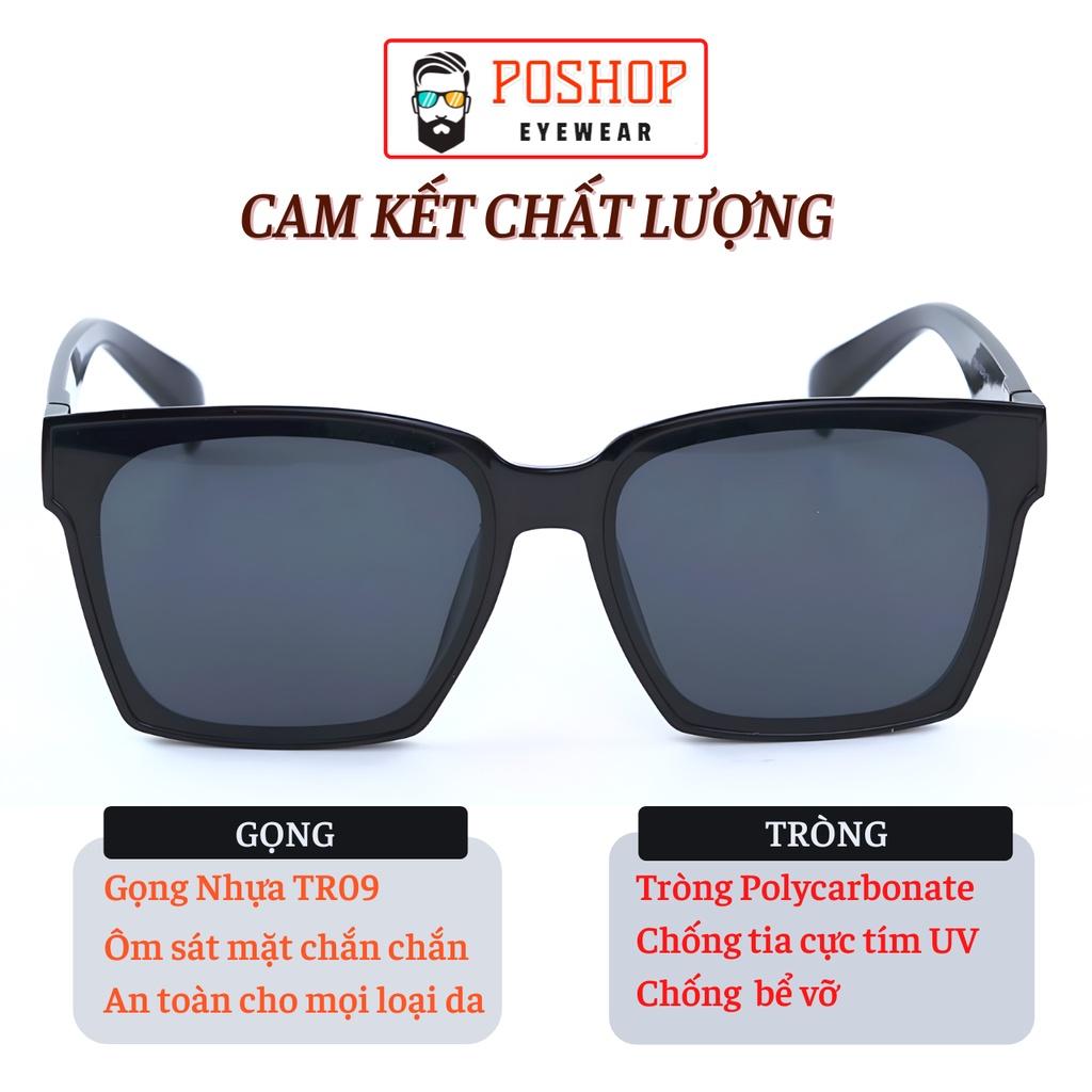Mắt kính râm cao cấp nam nữ POSHOP chống tia cực tím UV400 thiết kế ôm sát mặt bản to dễ đeo màu sắc thời trang 5006