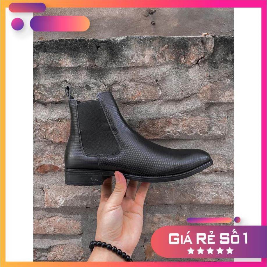 Giầy hàng chất lượng cao Giày Chelsea Boot Nam Da Bò thật dập vân, kiểu dáng đẹp thời trang, tăng chiều cao