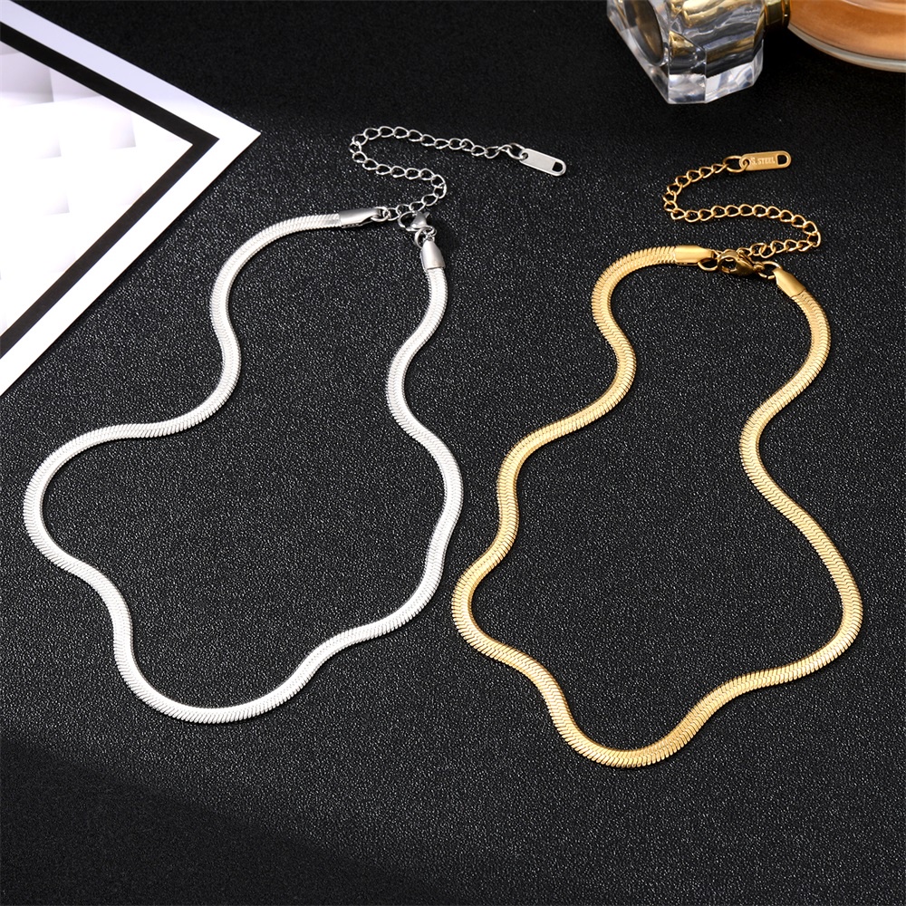 Vòng Cổ Choker Bằng Thép Không Gỉ Màu Bạc Thời Trang