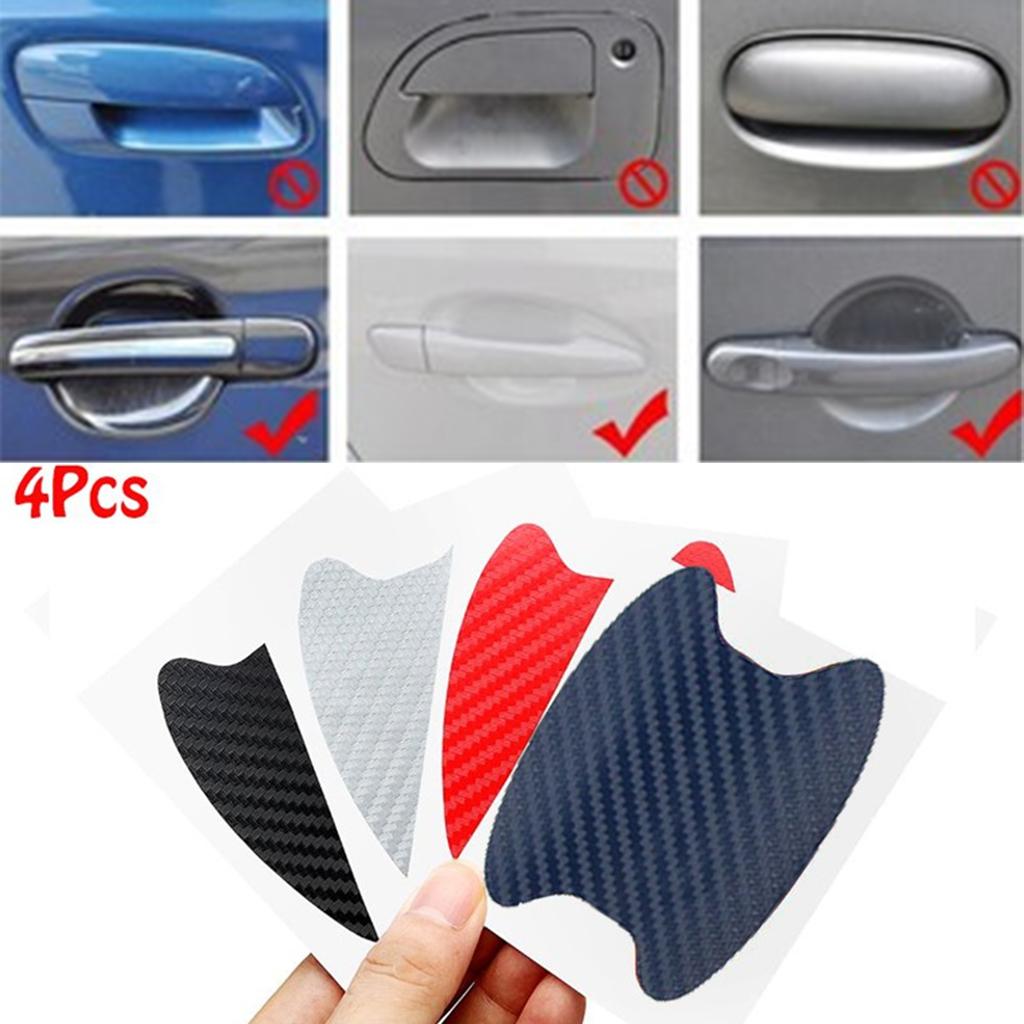 4 Pcs Carbon Fiber Anti Scratch Car Door Handle Protective Film