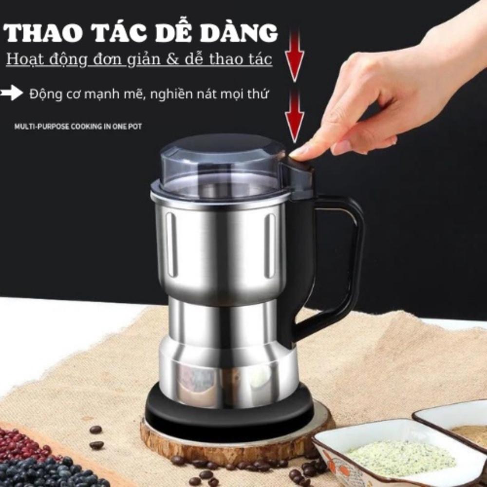 Máy Xay Hạt Khô Tiêu Chuẩn Châu Âu, Xay Ngũ Cốc Mini Công Suất 300w Lưỡi Dao 6 Cánh Thân Máy Bằng Thép Không Gỉ - FOOD - Hàng chính hãng dododios