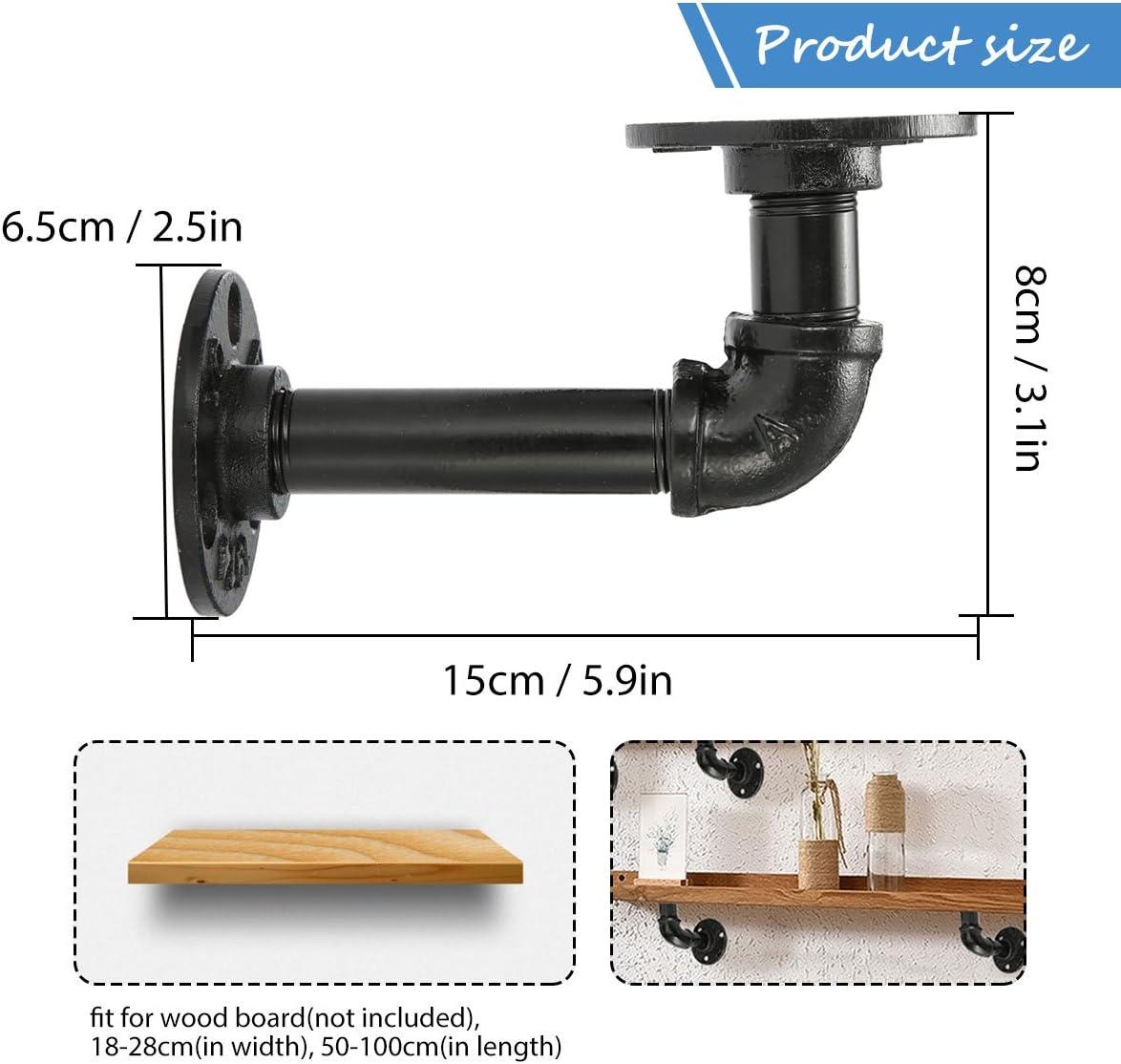 2 Giá treo tường Giá đỡ 15 X 8 cm Giá đỡ ống công nghiệp bằng kim loại cổ điển Giá đỡ mặt bích sàn Giá đỡ cho Phòng khách/Phòng ngủ/Trang trí phòng học