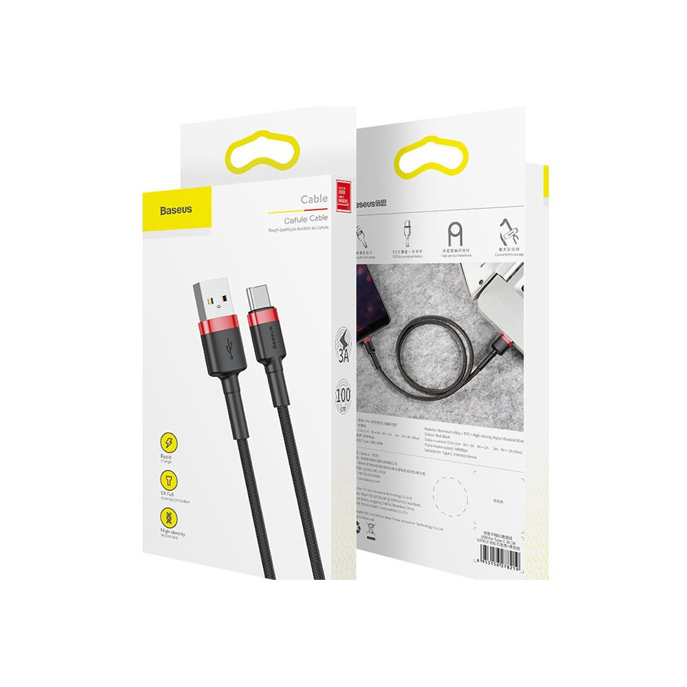Cáp sạc nhanh baseus cafule type c qc3.0 3a 1M 2M 3M - dây sạc bọc dù chống gập quick charge 3.0 cho samsung oppo xiaomi giao mầu ngẫu nhiên - hàng chính hãng