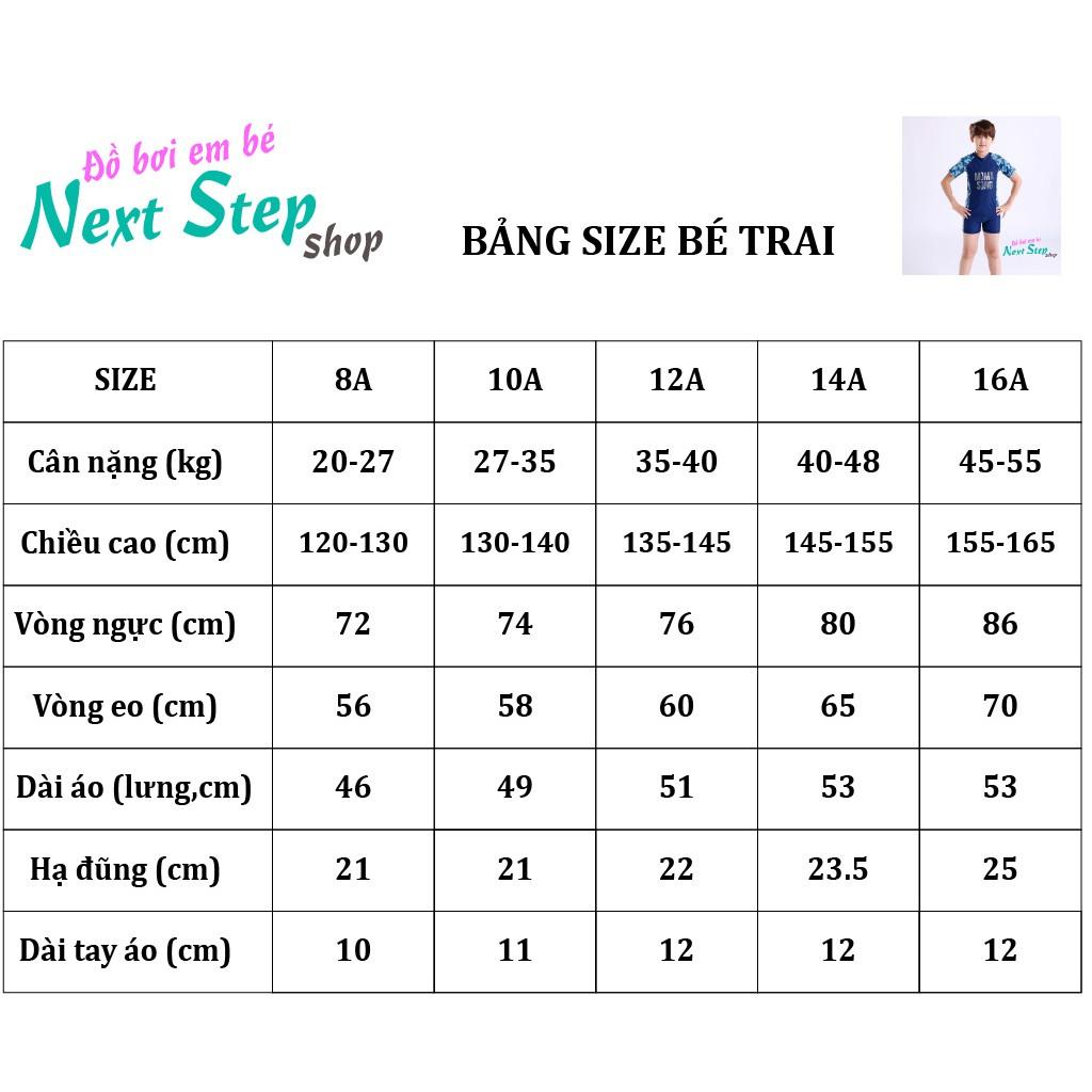 Đồ bơi cho bé trai quần short size lớn đến 55kg