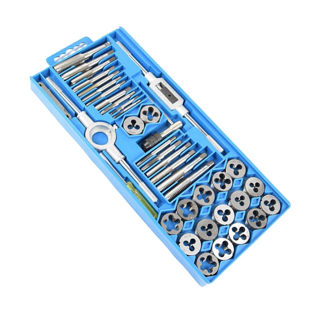 40 Piece Tap and Die Set Bearing Steel Sae and Metric Tools with Carry Case