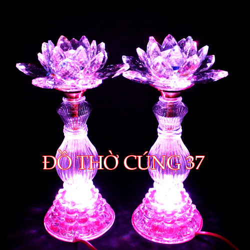CẶP ĐÈN THỜ LED PHA LÊ BÔNG SEN LỚN