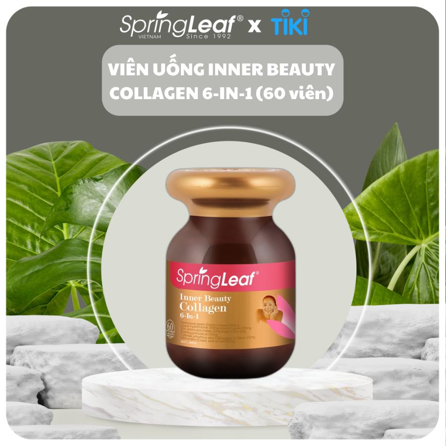 Viên uống Collagen 6 in 1 SpringLeaf làm đẹp da, sáng da, mờ vết thâm, chắc khỏe tóc, chống oxy hóa 60/90/180 viên