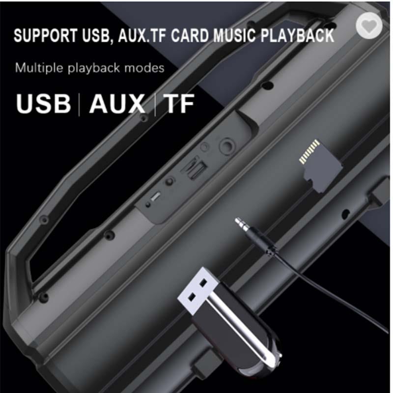 Loa Bluetooth di động Cột mạnh mẽ Nhà hát Nhà với Mic FM Radio TF Center Music System Color: S1 gray and mic