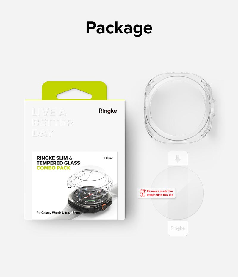 Vỏ ốp kèm dán cường lực cho Galaxy Watch Ultra RINGKE Slim &amp; Glass - Hàng Chính Hãng