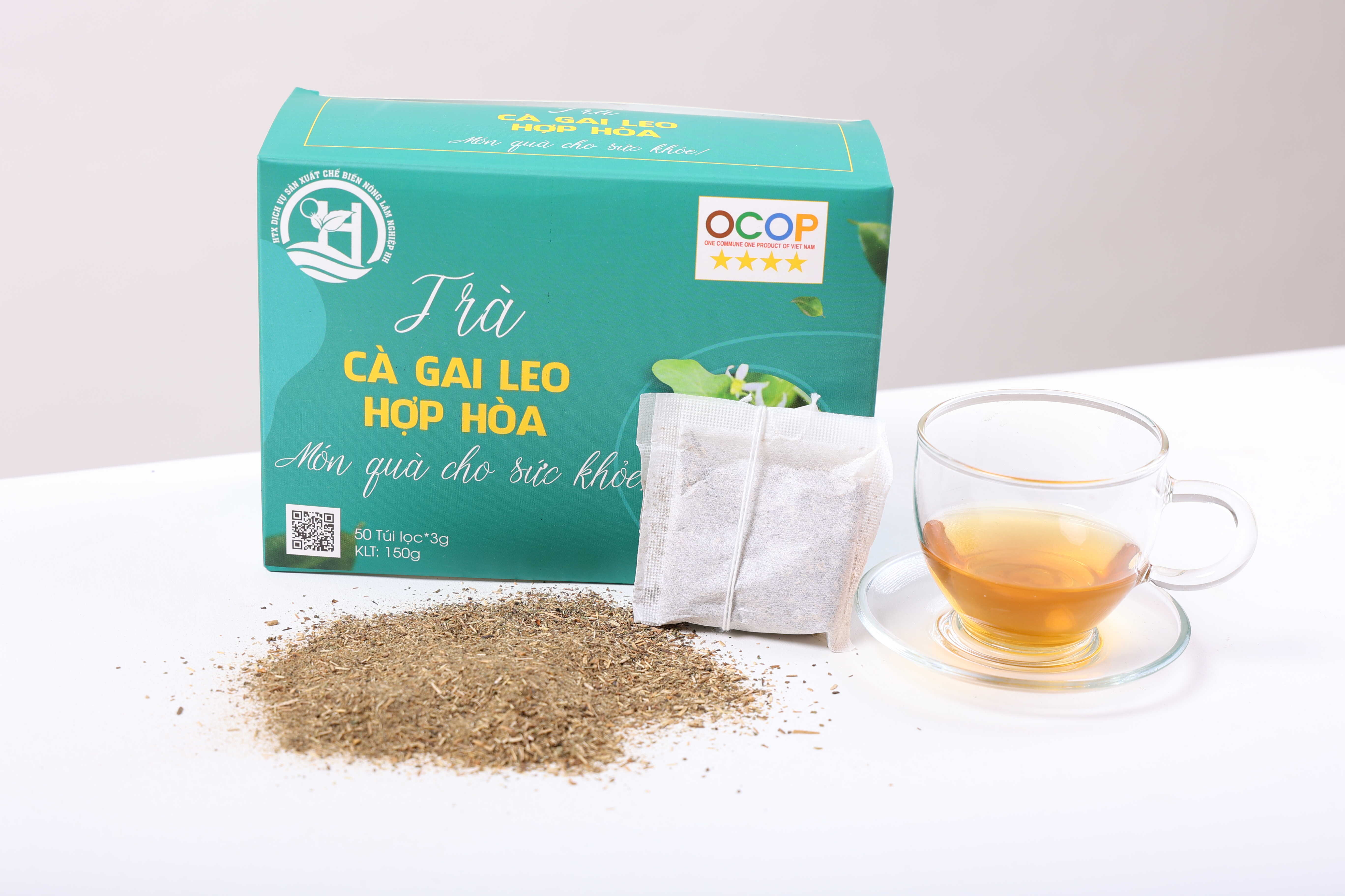 Trà cà gai leo Hợp Hòa - Cà gai leo + Xạ đen + Cỏ Ngọt - 50 túi lọc - OCOP 4 Sao - Giải độc mát gan, ngăn ngừa ung thư