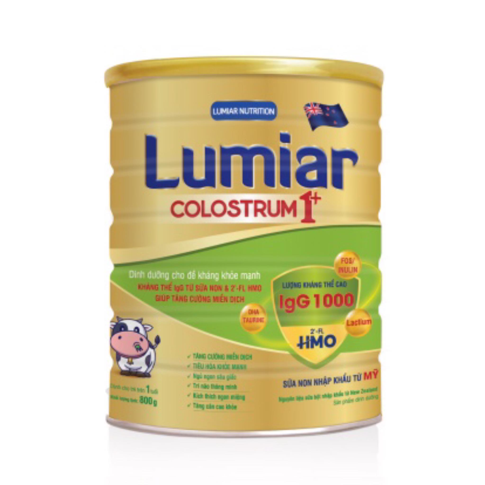 Sữa bột Lumiar Colostrum 1+ 800g - Dinh dưỡng cho đề kháng khỏe mạnh, kháng thể IgG từ sữa non & 2′-FL HMO giúp tăng cường miễn dịch.