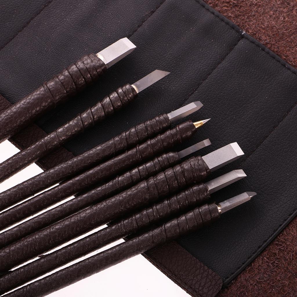 Set of 8  Stone Wood Carving Seal Engraving Set Hobby Craft Tool